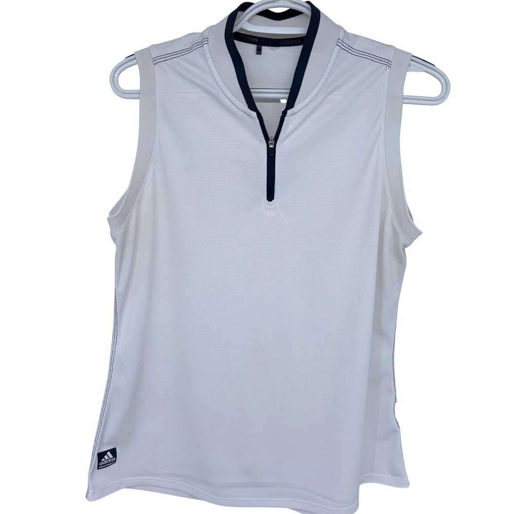 Adidas‎ Sleeveless 1/4 Zip Golf Top Womens Large Cream Color Performance